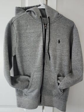 Ralph Lauren Heather Gray Full-Zip Hooded Sweatshirt